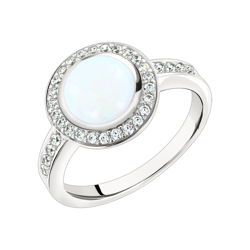 Silberring Damen aus Silber 925 mit Zirkonia und Opal