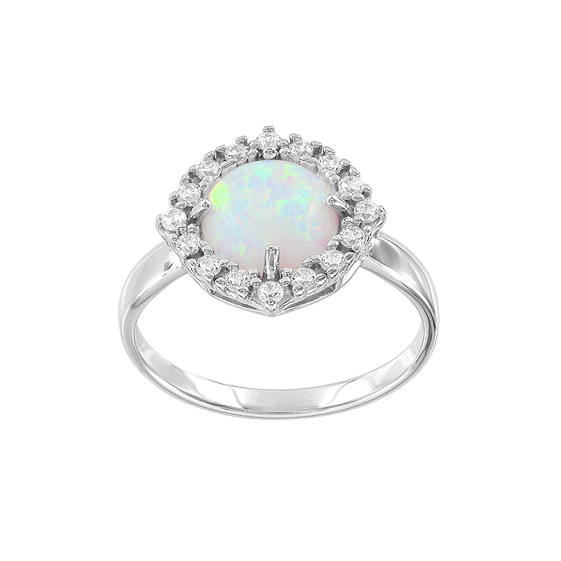 Silberring Damen aus Silber 925 mit Zirkonia und Opal