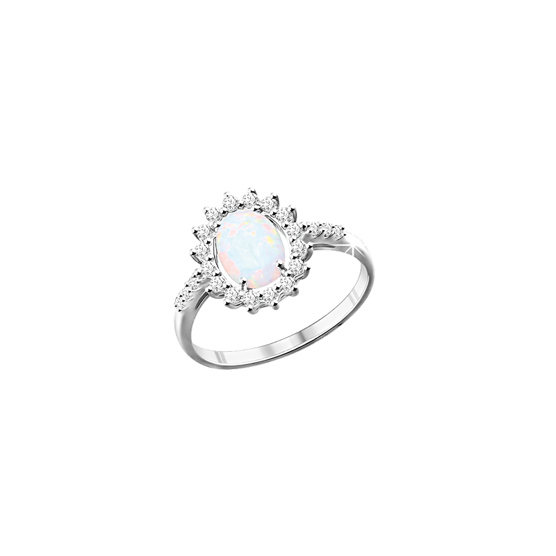 Silberring Damen aus Silber 925 mit Zirkonia und Opal