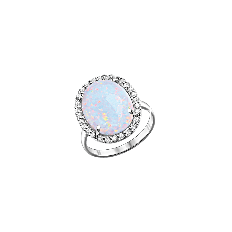 Silberring Damen aus Silber 925 mit Zirkonia und Opal