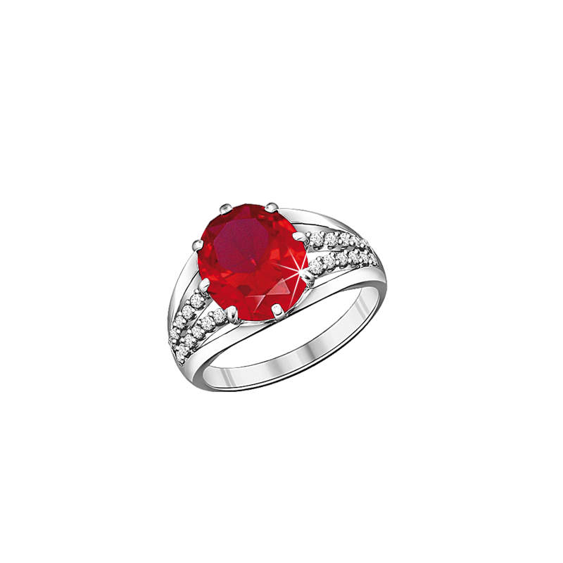 Silberring Damen aus Silber 925 mit Zirkonia und Rubin
