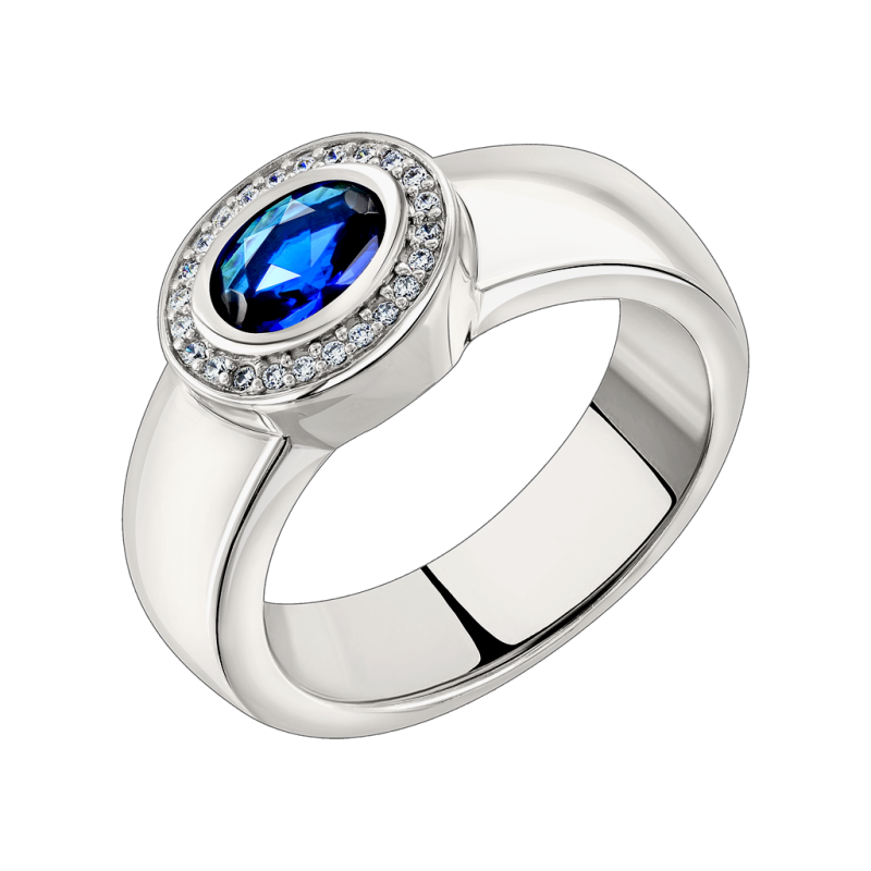 Silberring Damen aus Silber 925 mit Zirkonia und Saphir