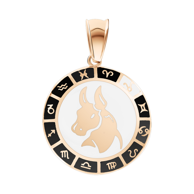 Anhänger Sternzeichen Stier aus Rotgold 585 mit Emaille