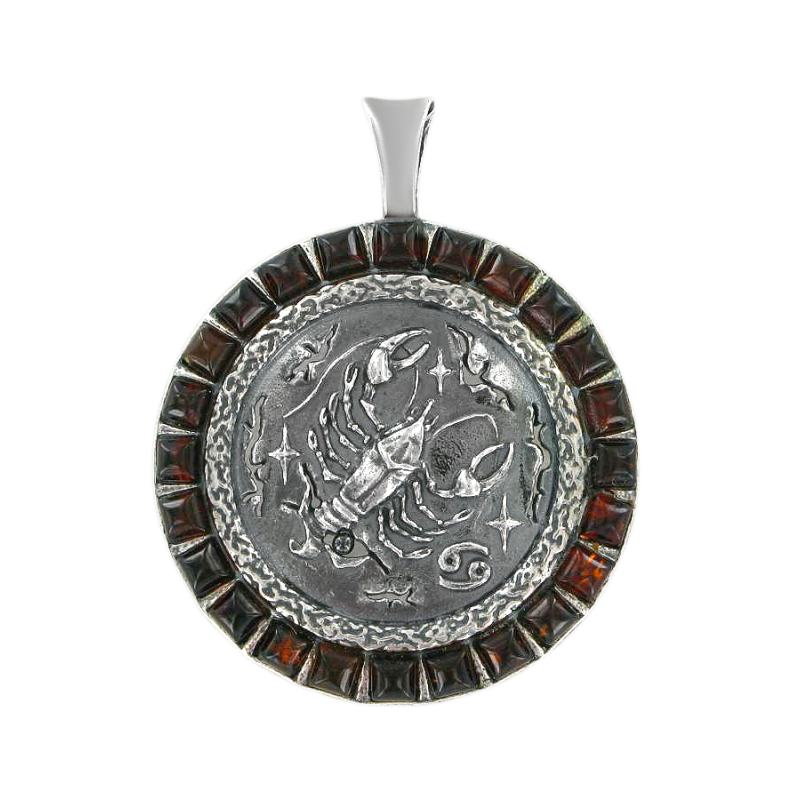 Sternzeichen Anhänger aus Silber 925 mit Bernstein