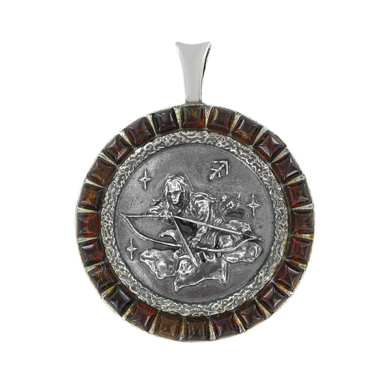 Sternzeichen Anhänger aus Silber 925 mit Bernstein