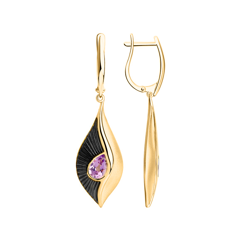 Vergoldete Ohrringe aus Silber 925 mit Amethyst