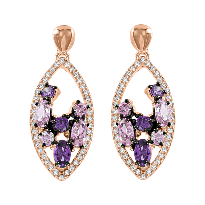 Vergoldete Ohrringe aus Silber 925 mit Amethyst und Zirkonia