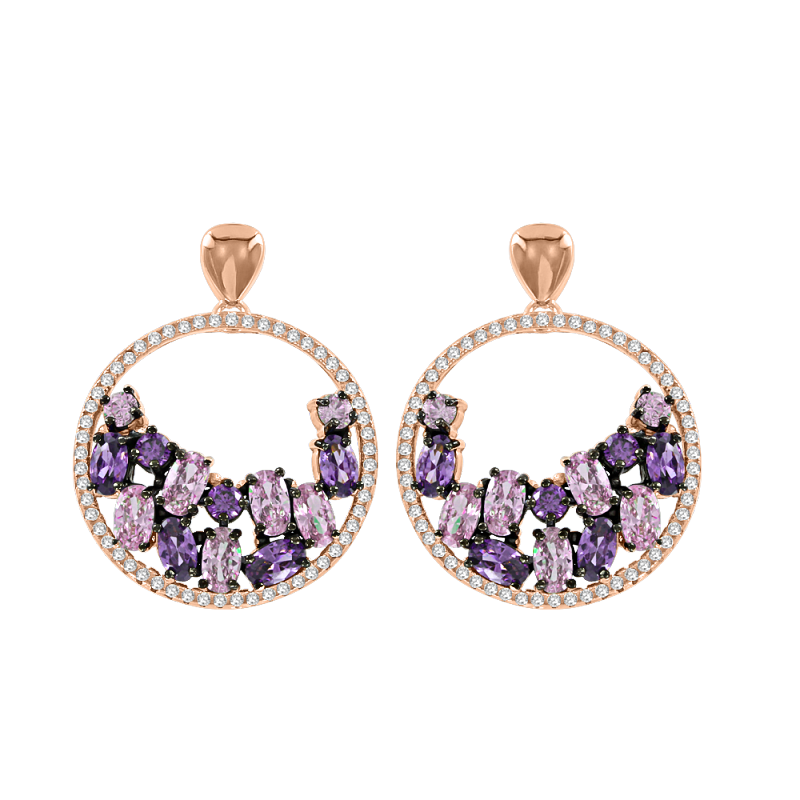 Vergoldete Ohrringe aus Silber 925 mit Amethyst und Zirkonia