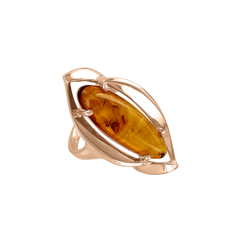 Vergoldeter Ring aus Silber 925 mit Bernstein