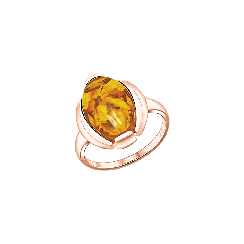Vergoldeter Ring aus Silber 925 mit Bernstein