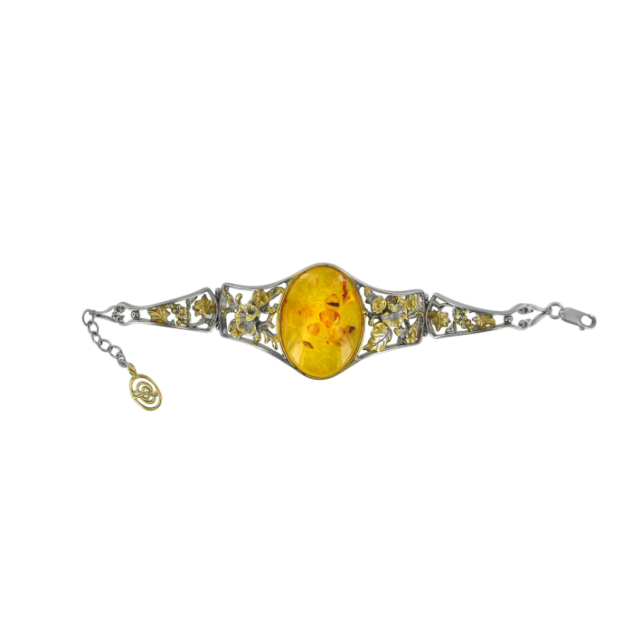 Armband aus Silber 925, rotgold vergoldet mit Bernstein