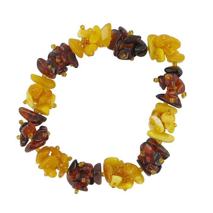 Bernsteinarmband aus baltischem Naturbernstein – Cognacfarben und Honigfarben, Bernsteine 5–6 mm