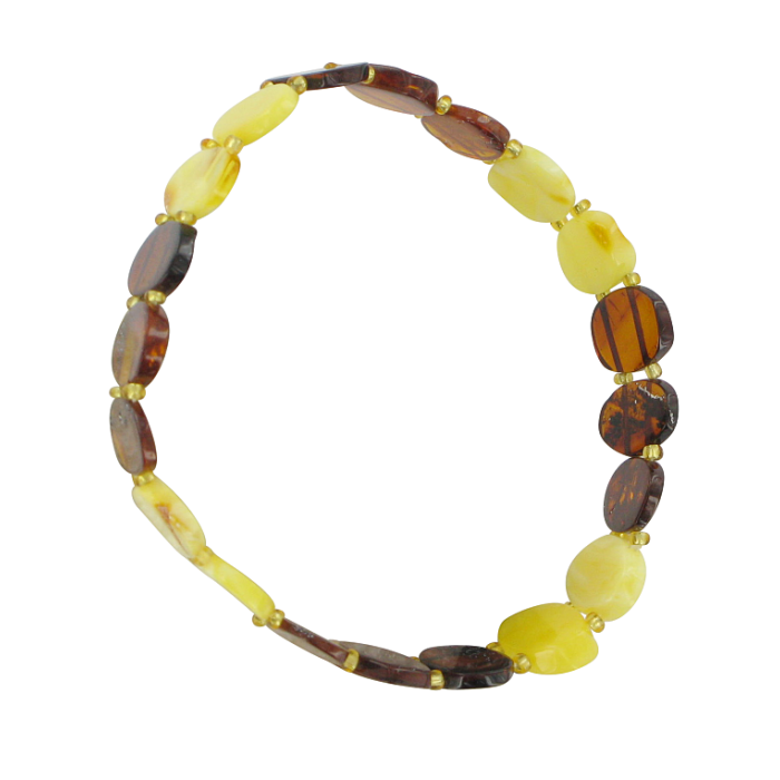 Bernsteinarmband aus baltischem Naturbernstein – Cognacfarben und Honigfarben, Bernsteine 13 × 8,5 mm
