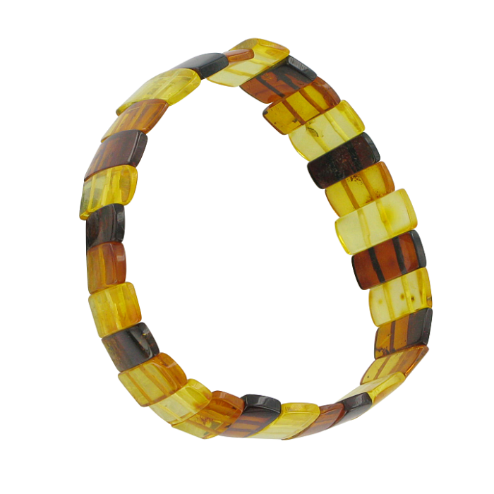 Bernsteinarmband aus baltischem Naturbernstein – Cognacfarben und Honigfarben, Bernsteine 15 × 9 mm
