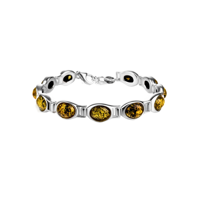 Bernsteinarmband aus 925er Silber – des Bernsteins: Grün, Bernsteine (mm)