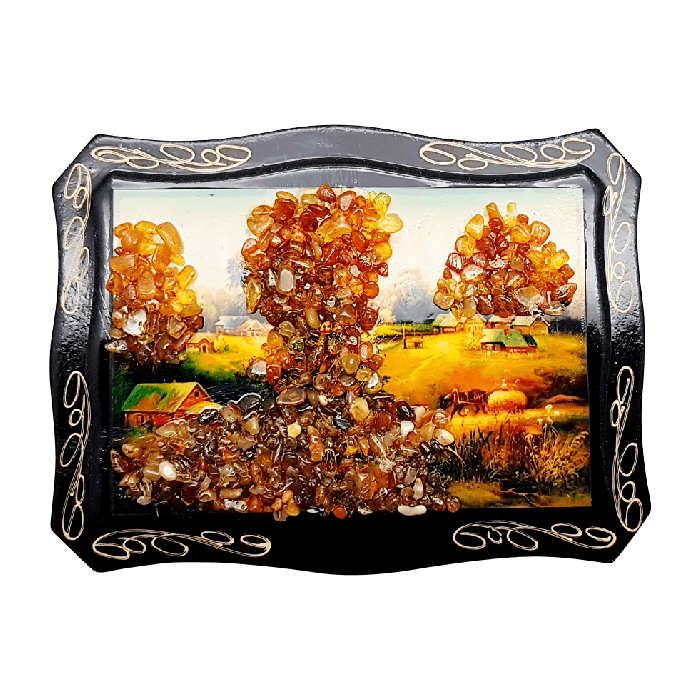 Bernsteinbild „Herbstliches Dorfpanorama“