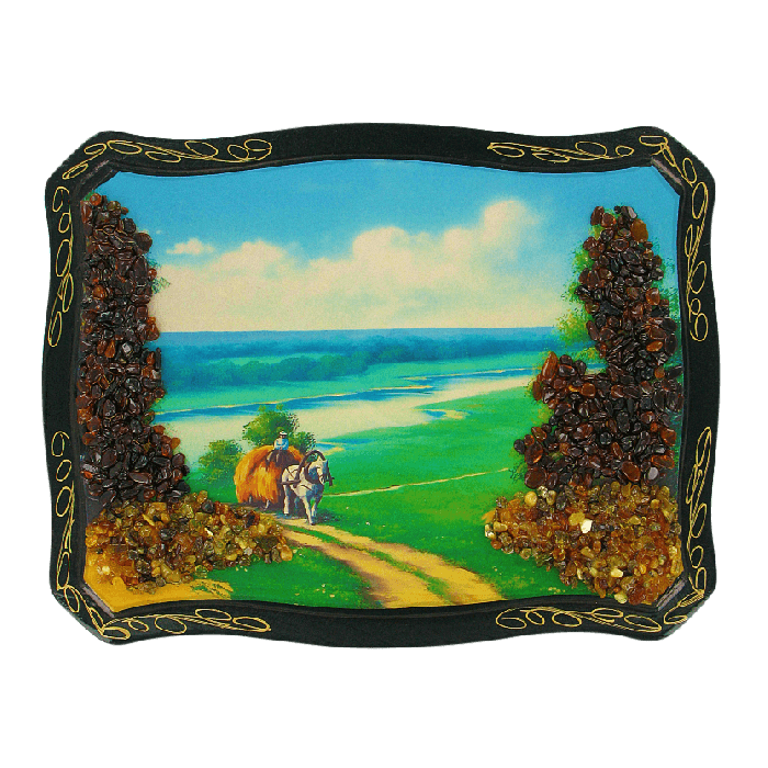 Bernsteinbild „Reiter in weiter Landschaft“
