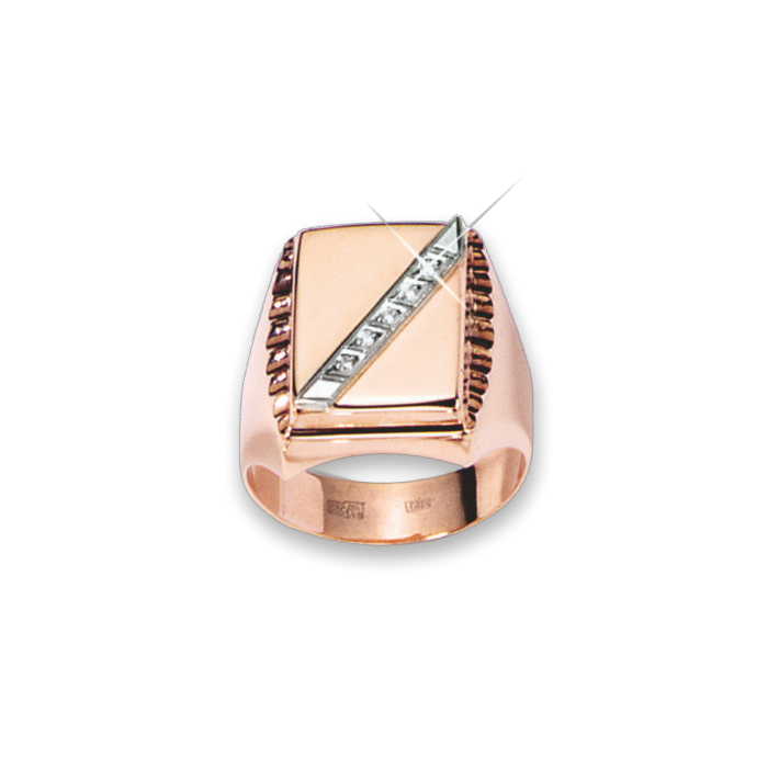 Herrenring aus Rotgold 585 mit Zirkonia