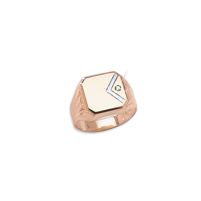 Herrenring aus Rotgold 585 mit Zirkonia