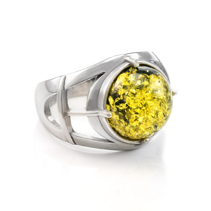 Herrenring aus Silber 925 mit Bernstein