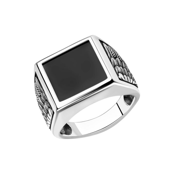 Herrenring aus Silber 925 mit Onyx