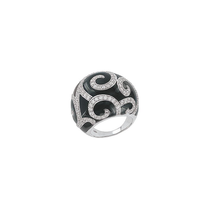 Silberring Damen aus Silber 925 mit Zirkonia und Onyx