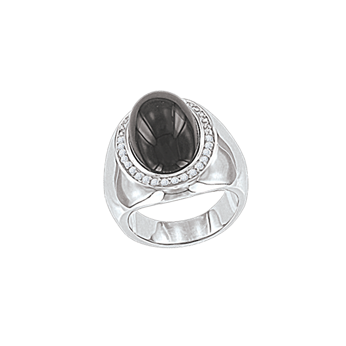 Silberring Damen aus Silber 925 mit Zirkonia und Onyx