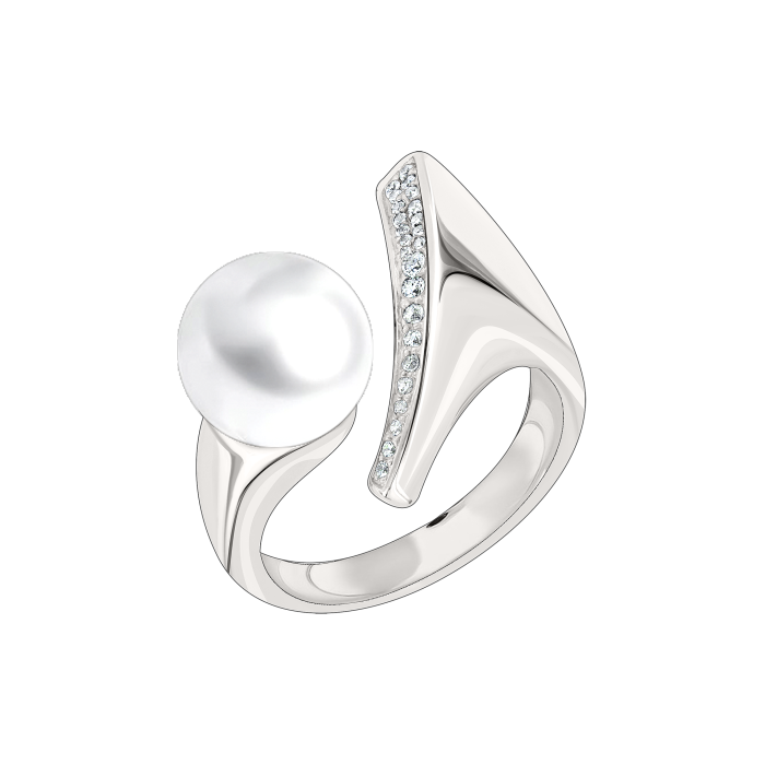 Silberring Damen aus Silber 925 mit Zirkonia und Perle