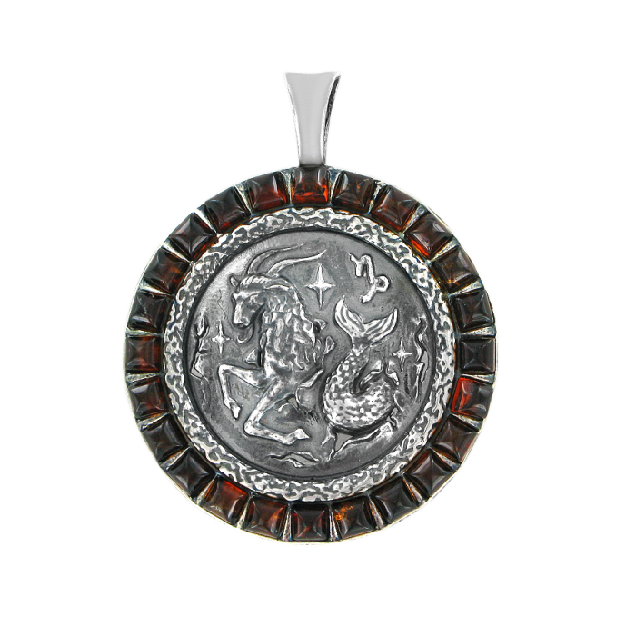 Sternzeichen Anhänger aus Silber 925 mit Bernstein
