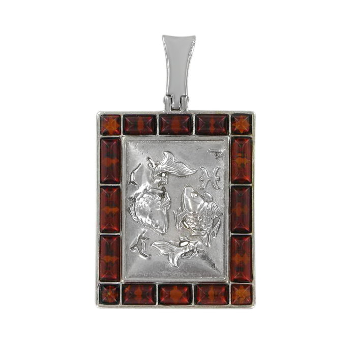 Sternzeichen Anhänger aus Silber 925 mit Bernstein
