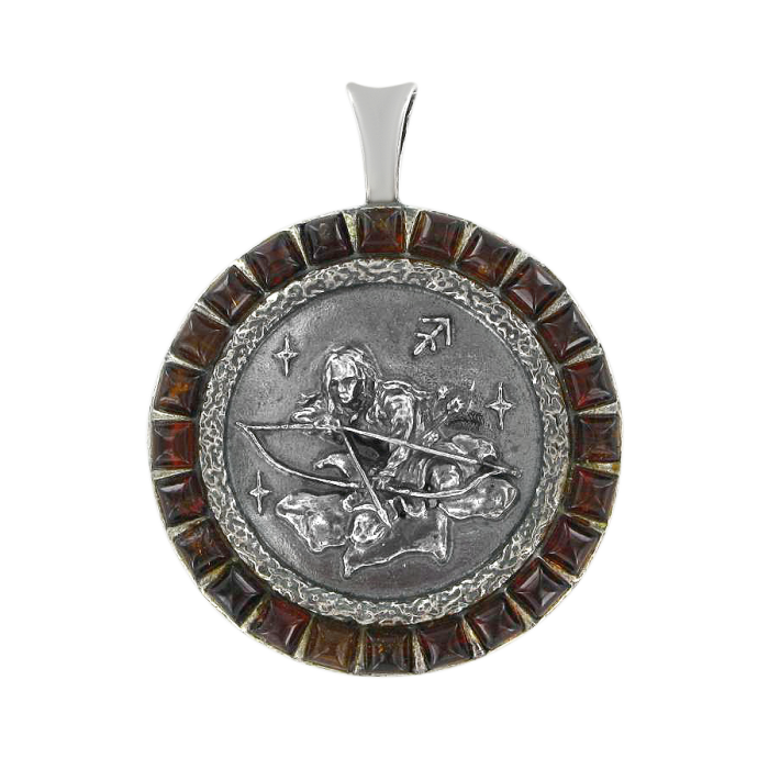 Sternzeichen Anhänger aus Silber 925 mit Bernstein