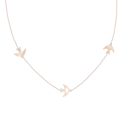 Kette mit drei Vogel-Anhängern aus Rotgold 585