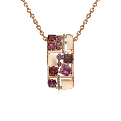 Anhänger aus Rotgold 585 mit Amethyst und Granat