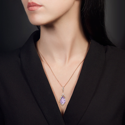 Anhänger aus Rotgold 585 mit Amethyst und Zirkonia