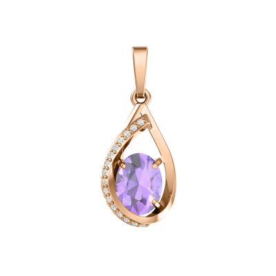 Anhänger aus Rotgold 585 mit Amethyst und Zirkonia