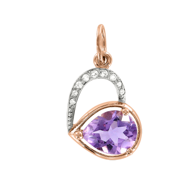 Anhänger aus Rotgold 585 mit Amethyst und Zirkonia