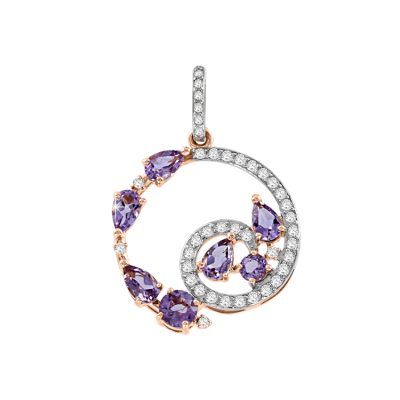 Anhänger aus Rotgold 585 mit Amethyst und Zirkonia