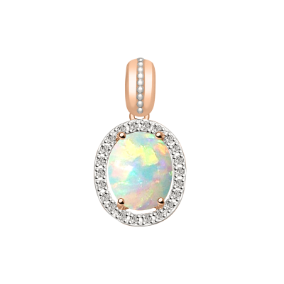 Anhänger aus Rotgold 585 mit Brillant und Opal