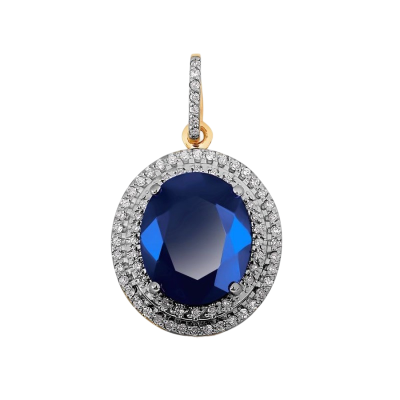 Anhänger aus Rotgold 585 mit Brillant und Saphir