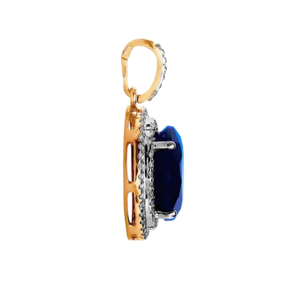 Anhänger aus Rotgold 585 mit Brillant und Saphir