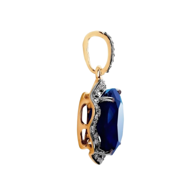 Anhänger aus Rotgold 585 mit Brillant und Saphir