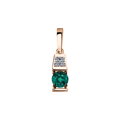 Anhänger aus Rotgold 585 mit Brillant und Smaragd