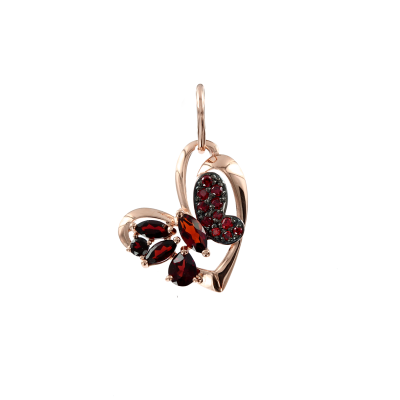 Anhänger aus Rotgold 585 mit Granat und Zirkonia