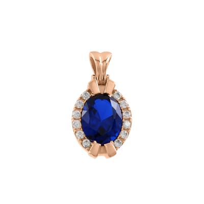 Anhänger aus Rotgold 585 mit Saphir und Zirkonia