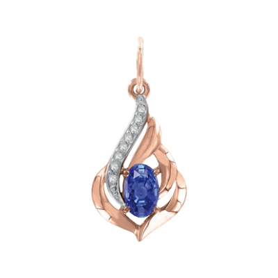 Anhänger aus Rotgold 585 mit Saphir und Zirkonia