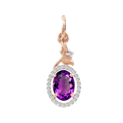 Anhänger aus Rotgold 585 mit Zirkonia und Amethyst
