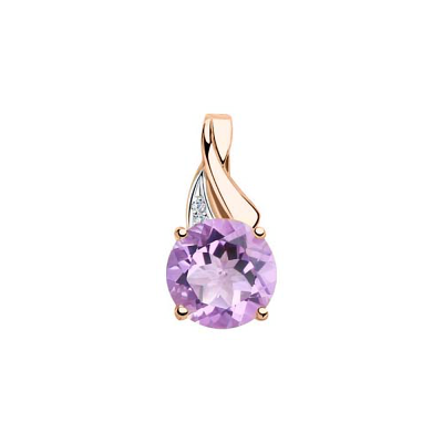 Anhänger aus Rotgold 585 mit Zirkonia und Amethyst