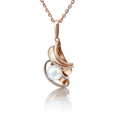 Anhänger aus Rotgold 585 mit Zirkonia und Perle
