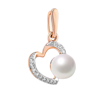 Anhänger aus Rotgold 585 mit Zirkonia und Perle
