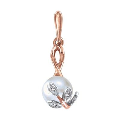 Anhänger aus Rotgold 585 mit Zirkonia und Perle